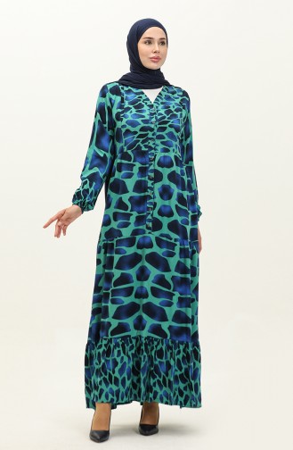 Robe Viscose Garnie De Couleurs 0146-03 Vert Saks 0146-03
