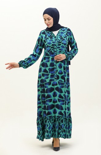 Robe Viscose Garnie De Couleurs 0146-03 Vert Saks 0146-03