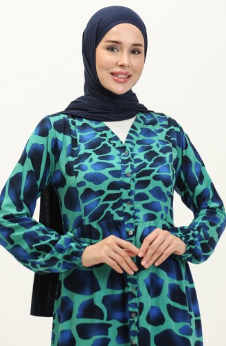 Robe Viscose Garnie De Couleurs 0146-03 Vert Saks 0146-03