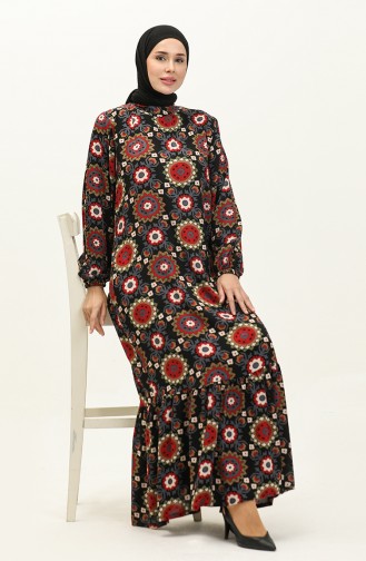 Viscose Patterned Dress 0150-04 Black Gray 0150-04