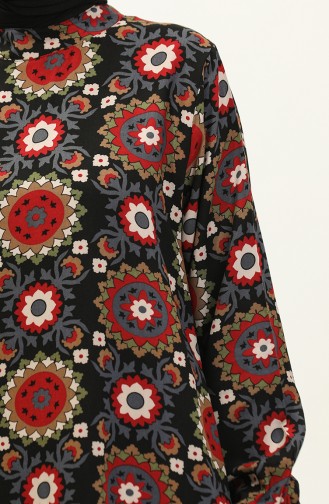 Viscose Patterned Dress 0150-04 Black Gray 0150-04