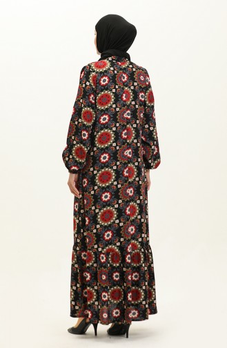 Viscose Patterned Dress 0150-04 Black Gray 0150-04