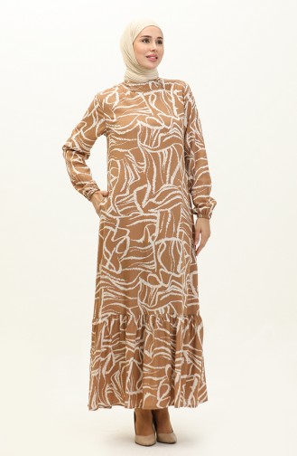 Gemustertes Viskosekleid 0151-02 Nerz 0151-02
