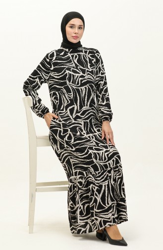Viscose-jurk Met Patroon 0151-03 Zwart 0151-03