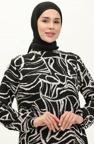 Viscose-jurk Met Patroon 0151-03 Zwart 0151-03