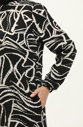 Viscose-jurk Met Patroon 0151-03 Zwart 0151-03