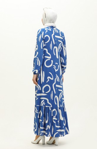 فستان فيسكوز بتصميم مُطبع 0228-01 لون أبيض 0228-01