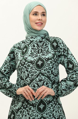 Patterned Viscose Dress 0235-03 Green 0235-03