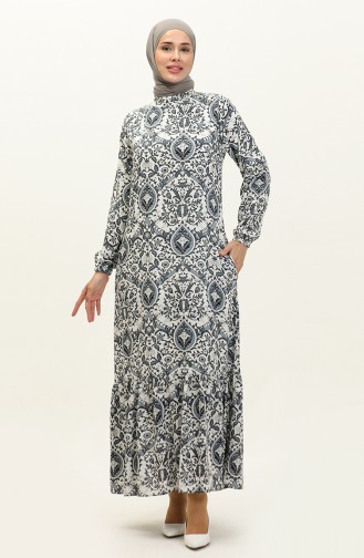 Patterned Viscose Dress 0235-04 Gray 0235-04