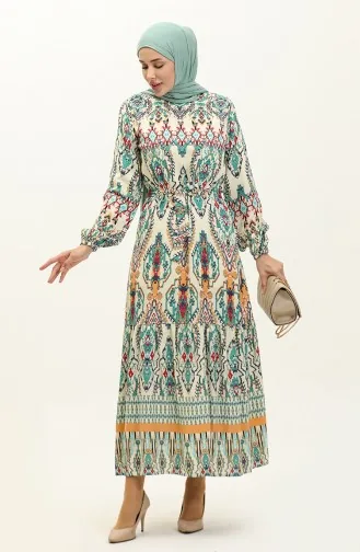 Robe Viscose à Motifs 0237-01 Beige 0237-01