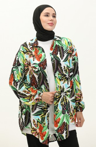 Viscose Tuniek Met Patroon 0142-01 Zwart Groen 0142-01