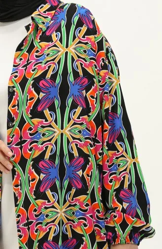 Tunique Viscose A Motifs 0142-05 Noir Fuchsia 0142-05