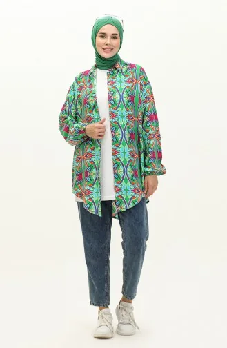 Gemusterte Viskose-Tunika 0142-06 Green Saks 0142-06