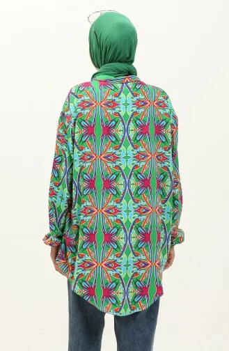 Gemusterte Viskose-Tunika 0142-06 Green Saks 0142-06
