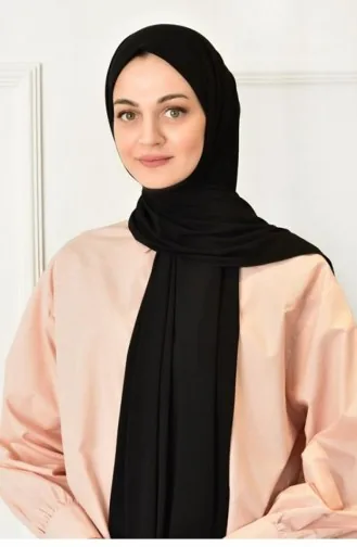 شال ساندي ليكرا قطن ممشط سادة لون أسود Sandy00 001 1776
