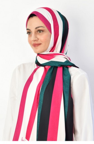 Importierter Medine-Seidenschal Mit Streifenmuster Fuchsia Medinedigital00 0101 2182