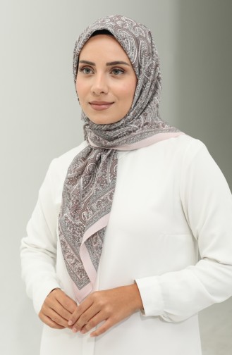 Karaca Patterned Chiffon Scarf 81020-05 Powder Dark Powder 81020-05