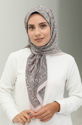 Karaca Patterned Chiffon Scarf 81020-05 Powder Dark Powder 81020-05