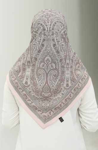 Karaca Patterned Chiffon Scarf 81020-05 Powder Dark Powder 81020-05