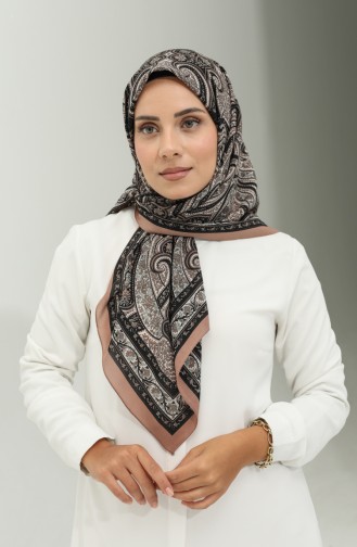 Karaca Gemusterter Chiffonschal 81020-08 Braun Schwarz 81020-08