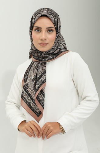 Karaca Gemusterter Chiffonschal 81020-08 Braun Schwarz 81020-08