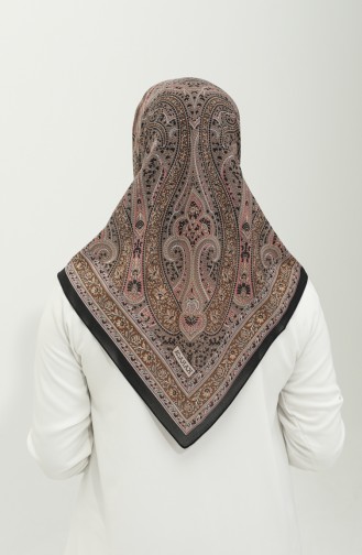 Karaca-patroon Chiffon Sjaal 81020-12 Zwartbruin 81020-12