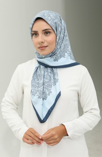 Karaca Patterned Scarf 81021-11 İce Blue Navy Blue 81021-11