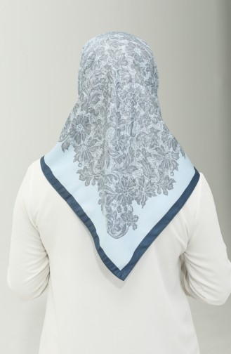 Karaca Patterned Scarf 81021-11 İce Blue Navy Blue 81021-11