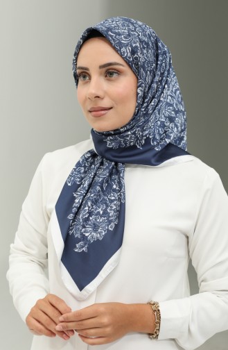 Karaca-patroon Sjaal 81021-13 Wit Marineblauw 81021-13