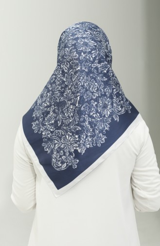 Karaca-patroon Sjaal 81021-13 Wit Marineblauw 81021-13