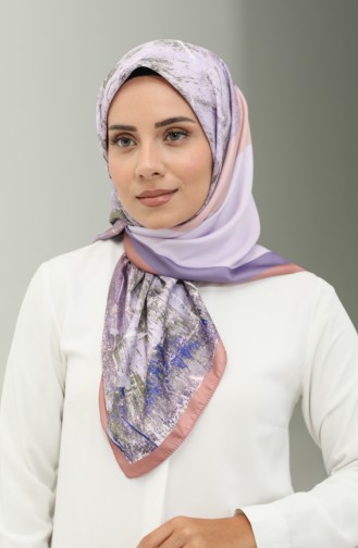 إيشارب منقوش كاراجا  81025-05 بودرا بنفسجي فاتح 81025-05
