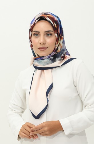 Karaca Patterned Scarf 81026-06 Powder Dark Blue 81026-06