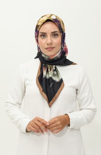 Karaca Desenli Eşarp 81026-07 Hardal Siyah