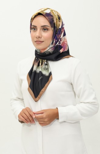 Karaca Desenli Eşarp 81026-07 Hardal Siyah