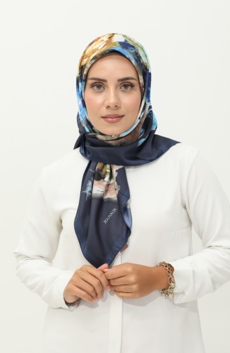 Karaca Patterned Scarf 81026-10 Navy Blue Dark Blue 81026-10
