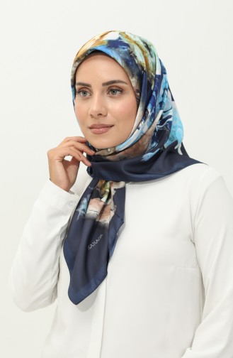 Karaca Patterned Scarf 81026-10 Navy Blue Dark Blue 81026-10