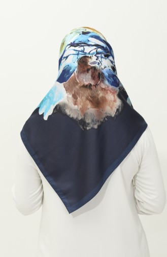 Karaca Patterned Scarf 81026-10 Navy Blue Dark Blue 81026-10