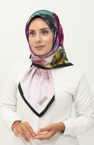 Karaca Gemusterter Schal 81027-01 Schwarz Fuchsia 81027-01