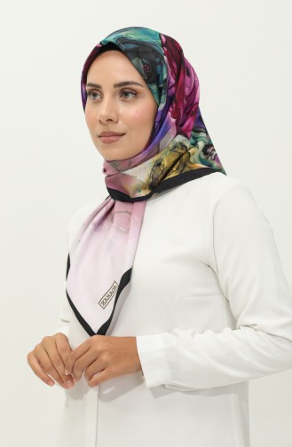 Karaca Gemusterter Schal 81027-01 Schwarz Fuchsia 81027-01