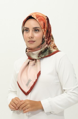 إيشارب منقوش كاراجا  81027-02 قرميدي سلموني 81027-02