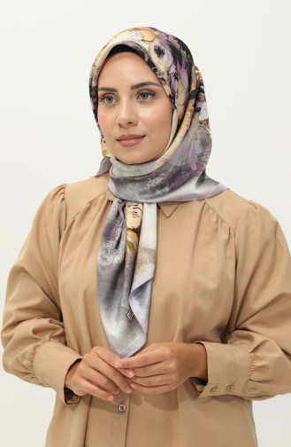 إيشارب تويل منقوش كاراجا  81030-08 أصفر بنفسجي فاتح 81030-08
