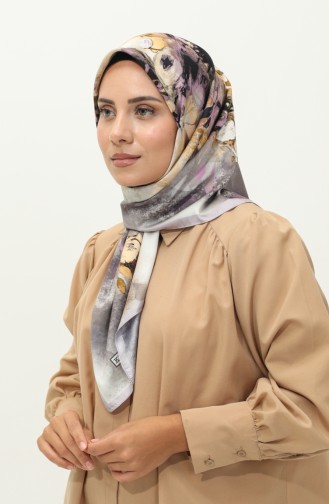إيشارب تويل منقوش كاراجا  81030-08 أصفر بنفسجي فاتح 81030-08