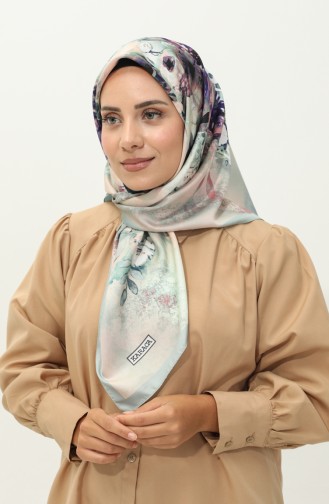 Karaca Desenli Twill Eşarp 81030-13 Mint Yeşili Mor