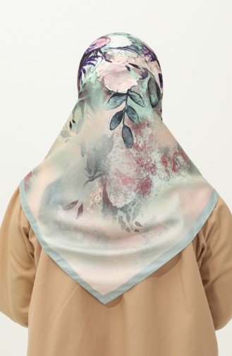 Karaca Desenli Twill Eşarp 81030-13 Mint Yeşili Mor