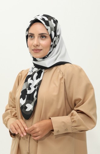 Karaca Patterned Twill Scarf 81031-07 Black white 81031-07