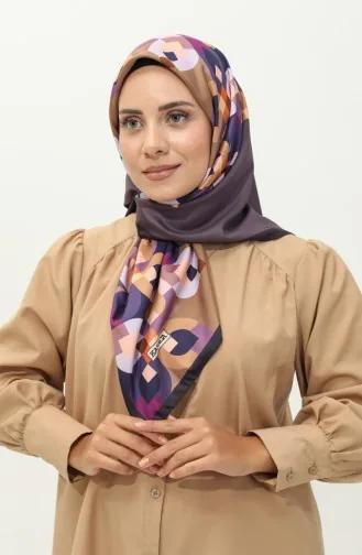 Karaca Gemusterter Twill-Schal 81031-08 Lila Gold 81031-08