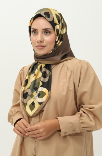 Karaca Patterned Twill Scarf 81031-12 Oil Green Black 81031-12