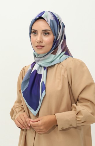 Karaca Desenli Twill Eşarp 81032-10 Mavi Su Yeşili