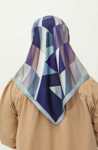 Karaca Desenli Twill Eşarp 81032-10 Mavi Su Yeşili