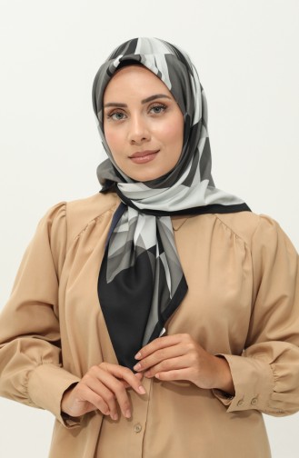 Karaca Desenli Twill Eşarp 81032-11 Siyah Bej